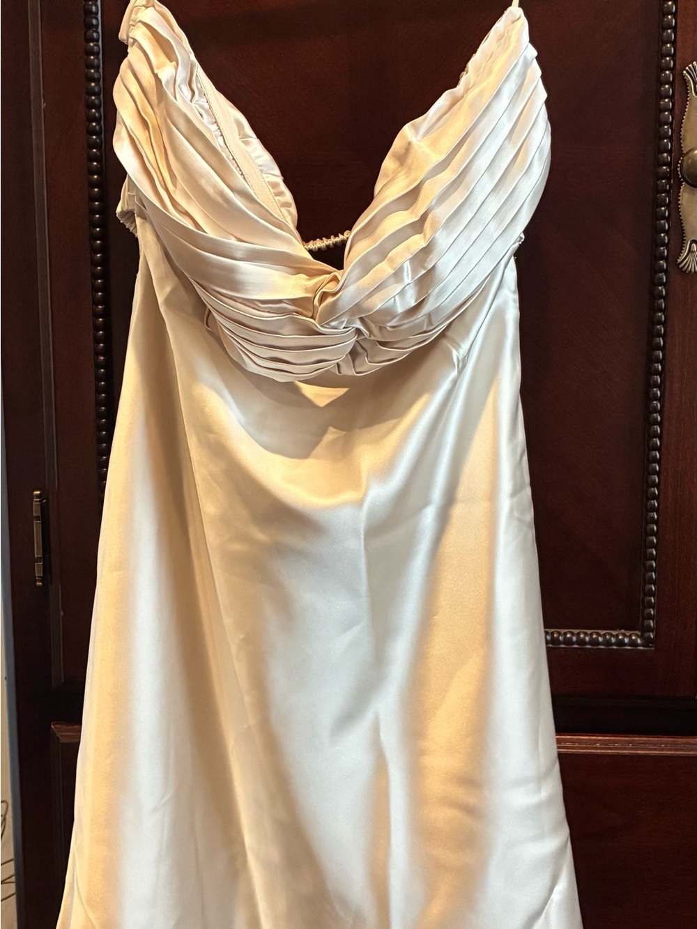 NWT Lulus Narina cream satin pleated strapless mini dress